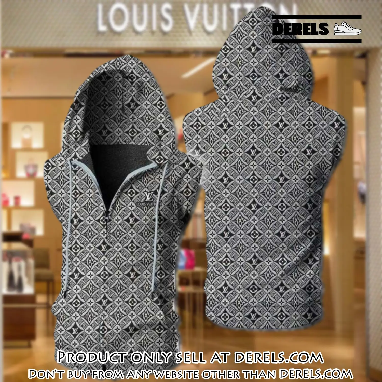 Louis vuitton grey unisex sleeveless zip up hoodie luxury for men women szh015 dr2547413